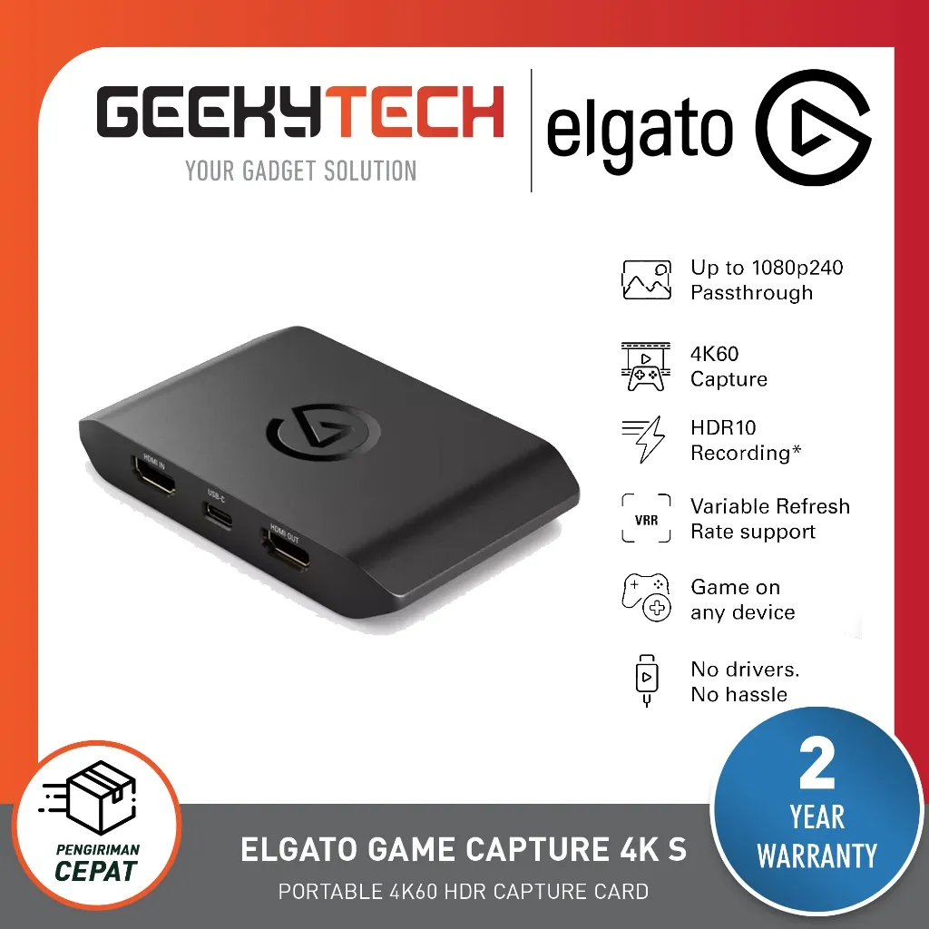 ELGATO 4K S Portable 4K60 HDR Capture Card - Garansi RESMI