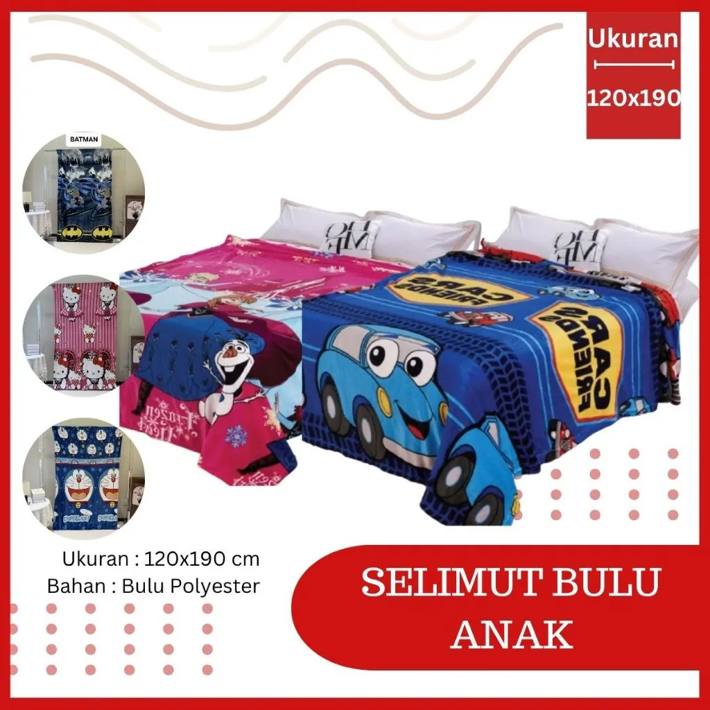 RC Selimut Bulu Karakter Anak Murah Ukuran 120x170cm