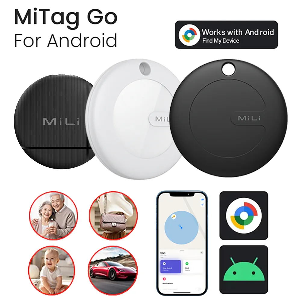 (Untuk Android) 1/4PCS  Mili MiTag / LiTag Android Smart Tag - Pelacak Bluetooth Anti Lost untuk Kunci, Tas, Dompet, Compatible dengan Google Find My Device, IP67 Waterproof, Baterainya Tahan Lama