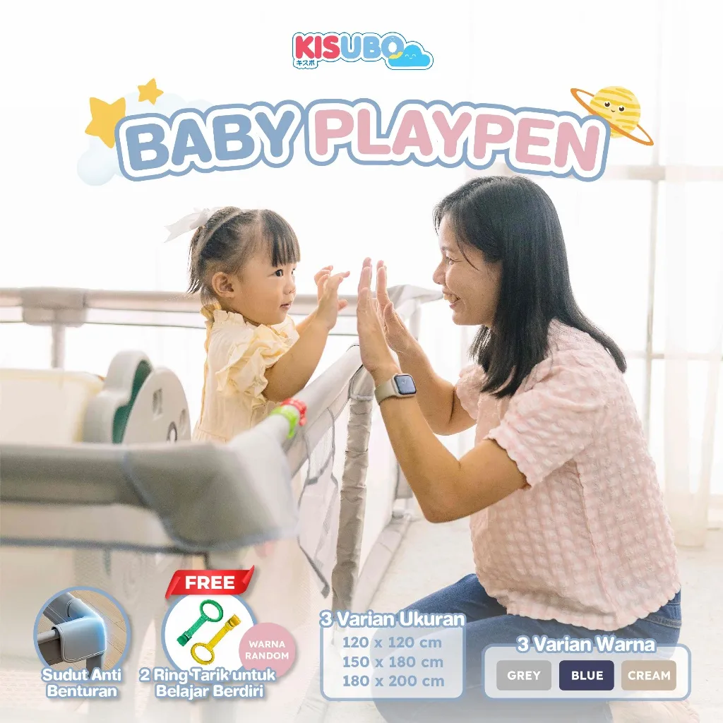 KISUBO Playpen Pagar Pengaman Bayi Tempat Bermain Anak Pagar Mainan Anak Pagar Bayi Kolam Main Anak