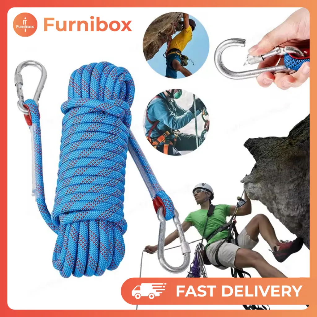 Tali Panjat Tebing Diameter 10mm Super Kuat Climbing Rope with Steel Buckle