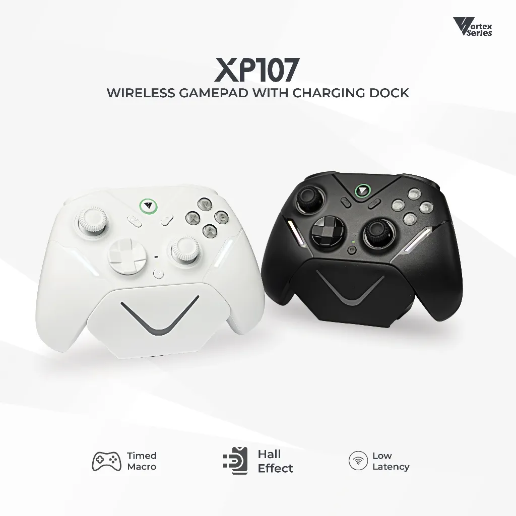 VortexSeries XP107 Wireless Gamepad Controller – Android/PC/iOS/Switch, Gyro, Turbo, Trigger Lock, Low Latency, Low Circularity, Macro Button
