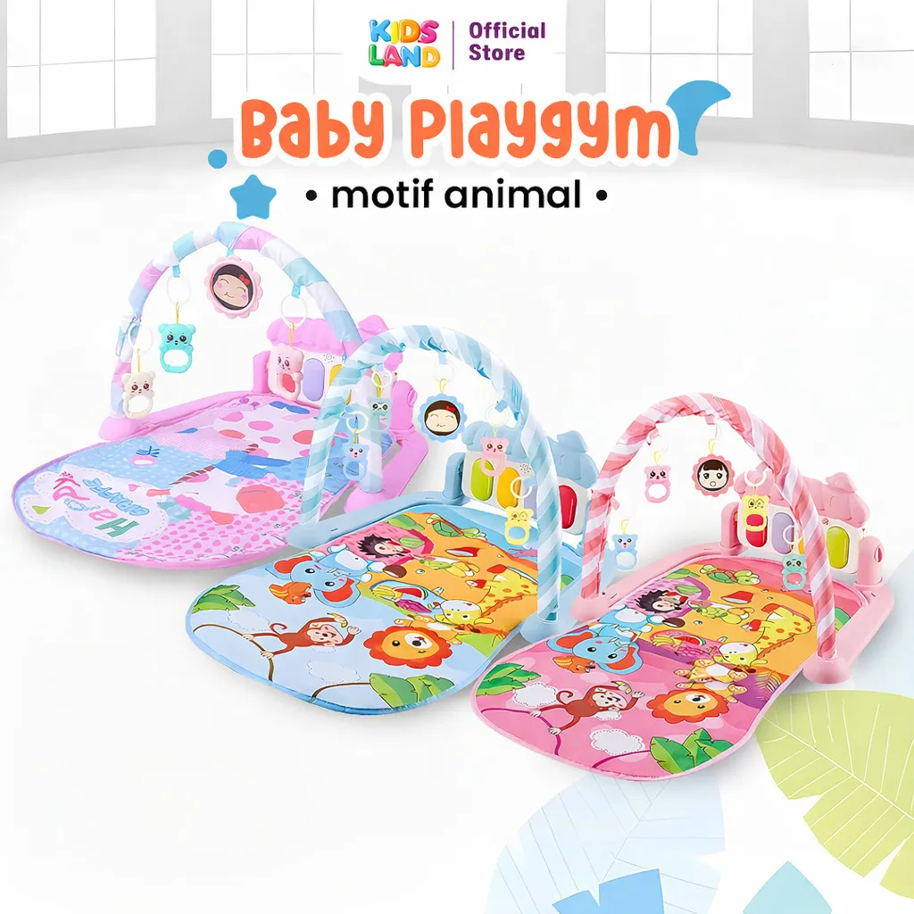 KIDS LAND Playgym Playmate Set Music Play Gym Matras Mainan Bayi Ber-SNI Lebih Aman Rattle Playmate Musik Piano Babygym