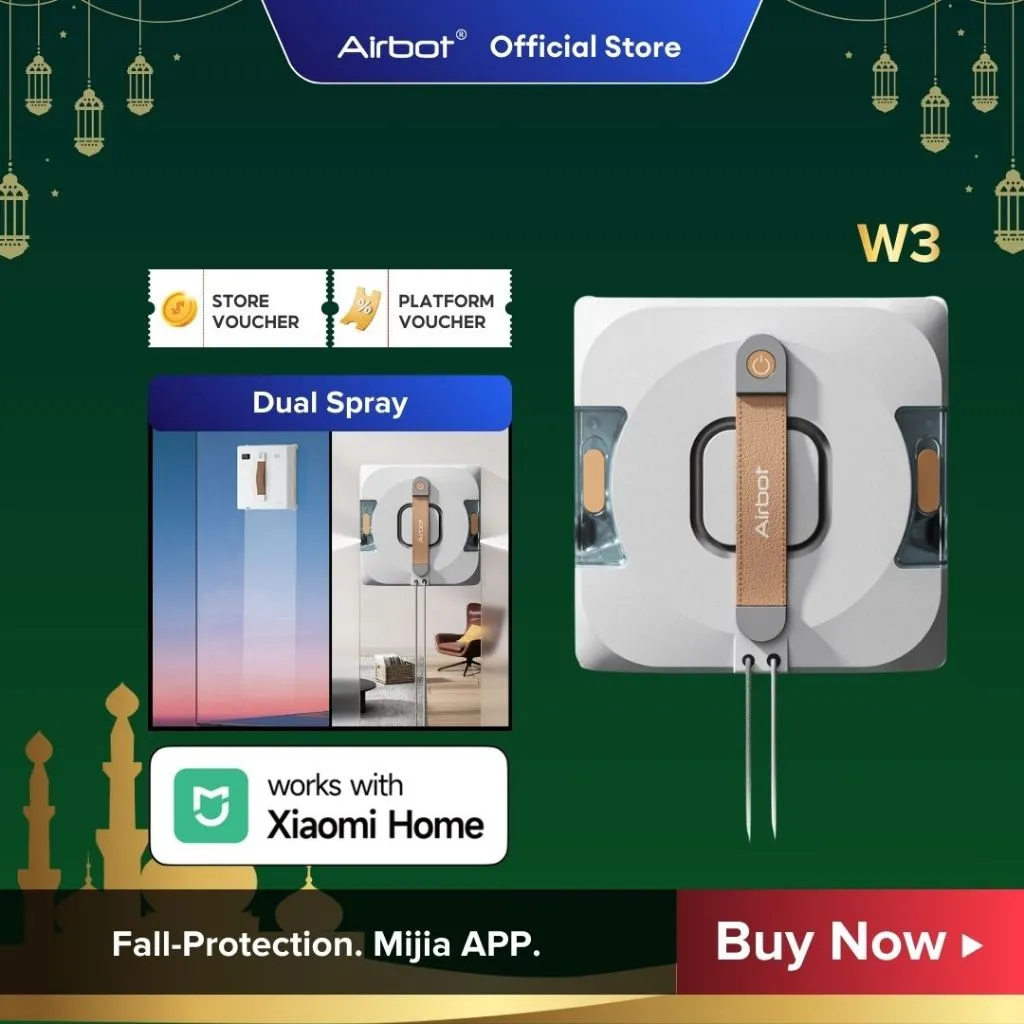 Airbot W3 Automatic Window Robot Cleaner | 11.000Pa Suction Power Anti-Fall Protection Auto Water Spray Edge Cleaning | Mi-home App Supported