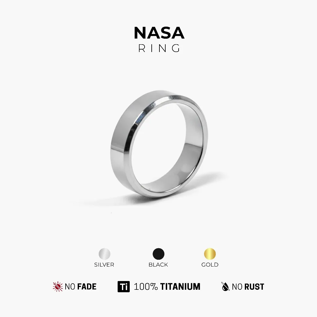 Treera - Nasa Cincin Titanium Silver Pria Wanita Anti Karat Anti Luntur Original