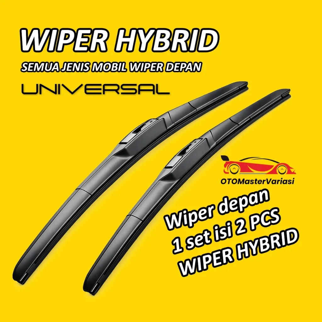 Wiper Hybrid Kaca Depan Mobil Karet Premium Universal Sepasang Kanan Kiri