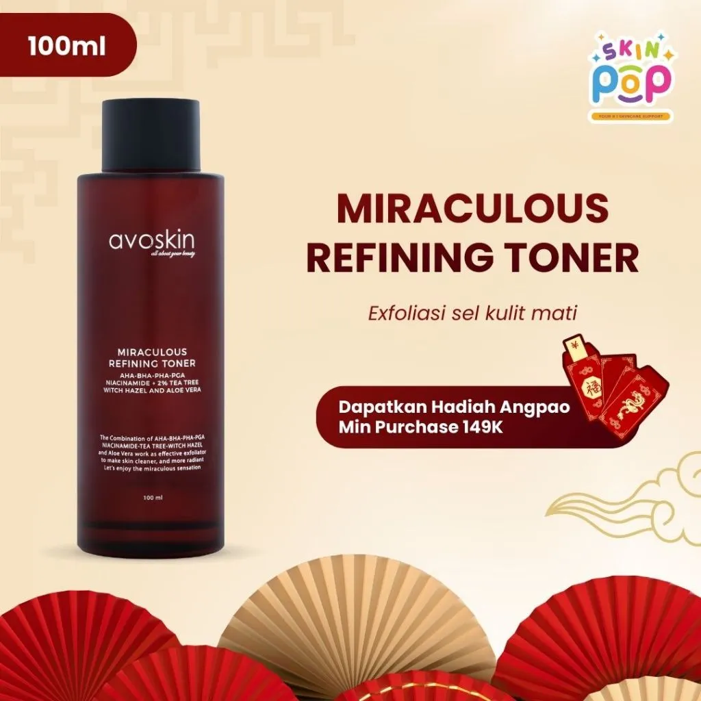 Avoskin Miraculous Refining Toner 100ml AHA BHA l Toner Eksfoliasi Mencerahkan & Melembapkan Kulit