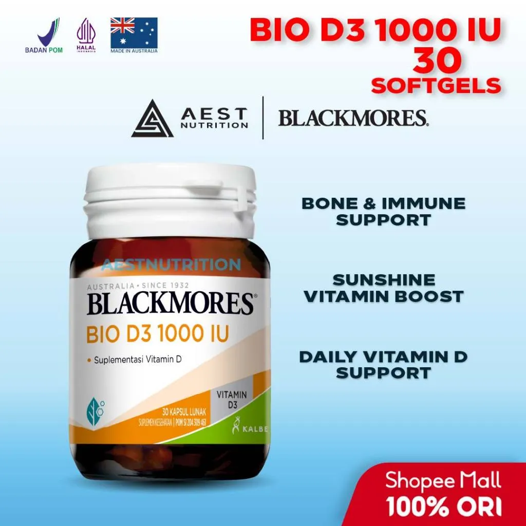 Blackmores Bio D3 1000 IU 30 Softgels Vitamin D Import Kapsul Lunak