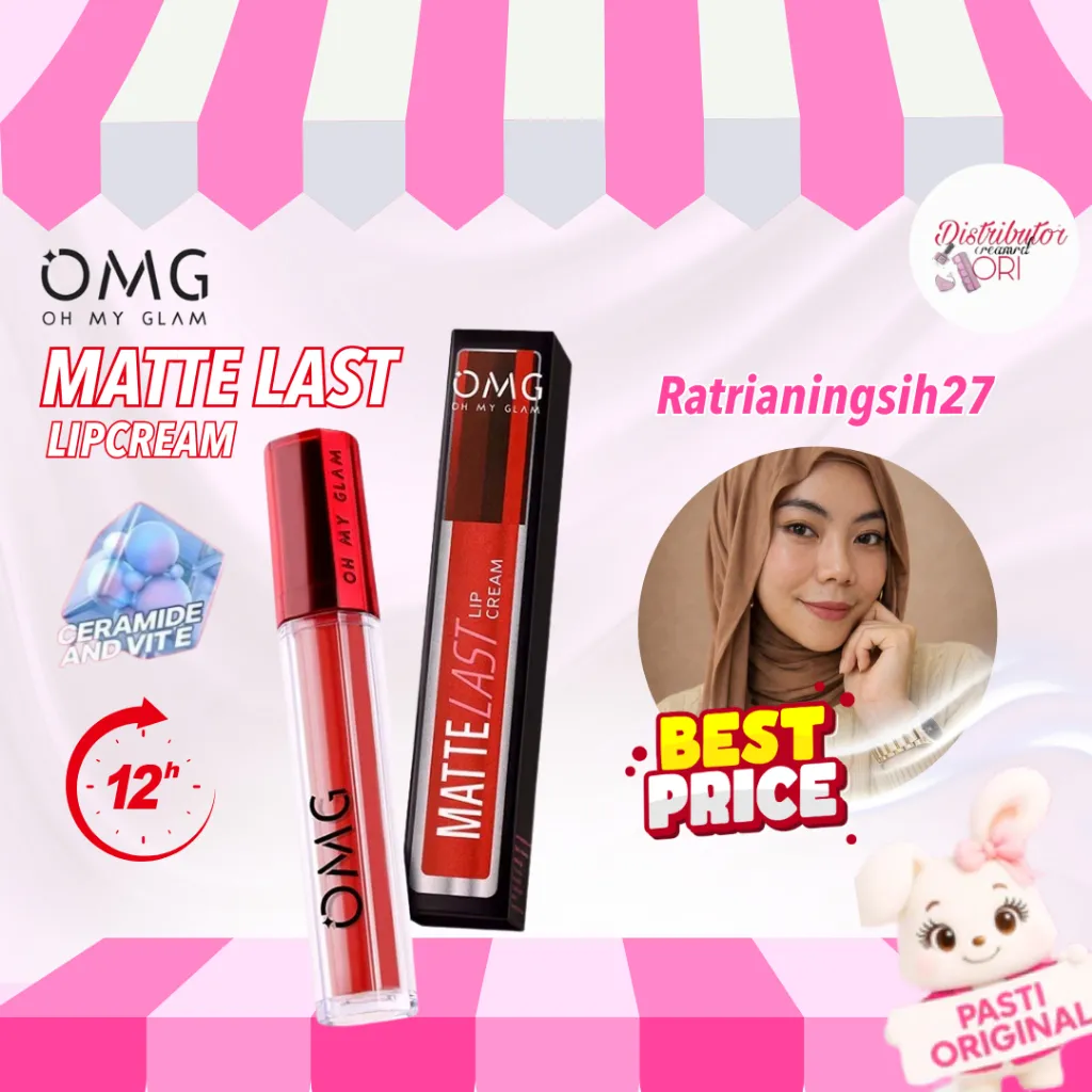 Distributor Cream Ori X Ratrianingsih27 -OMG OH MY GLAM Matte Kis Lip Cream 3.5 gr -LIPSTIK OMG BEAUTY -LIP GLOSS