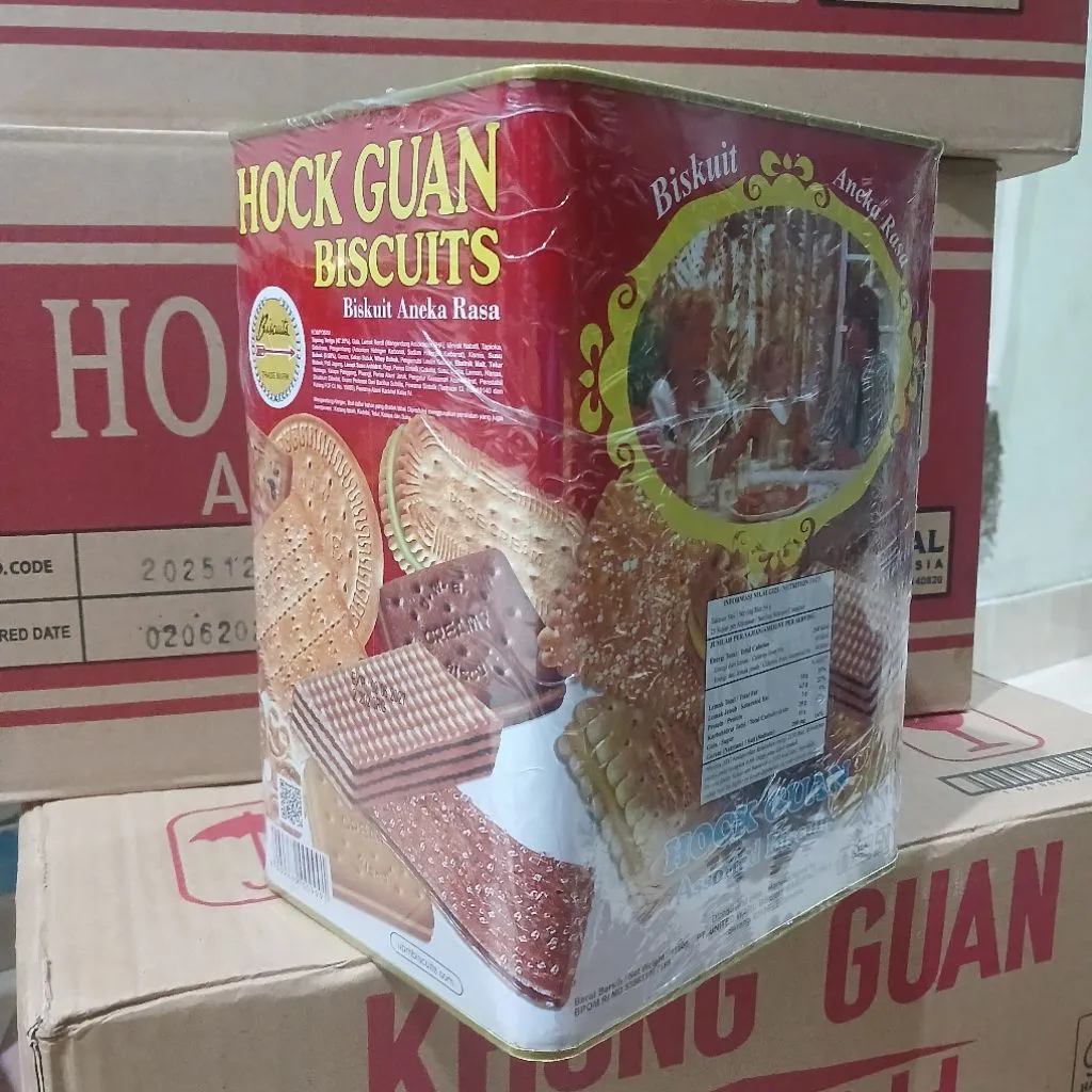 Biskuit Assorted Hock Guan Klg Segi 1350 Gram - 650 gram Rasa Lezat, Camilan Harian, Kemasan Praktis