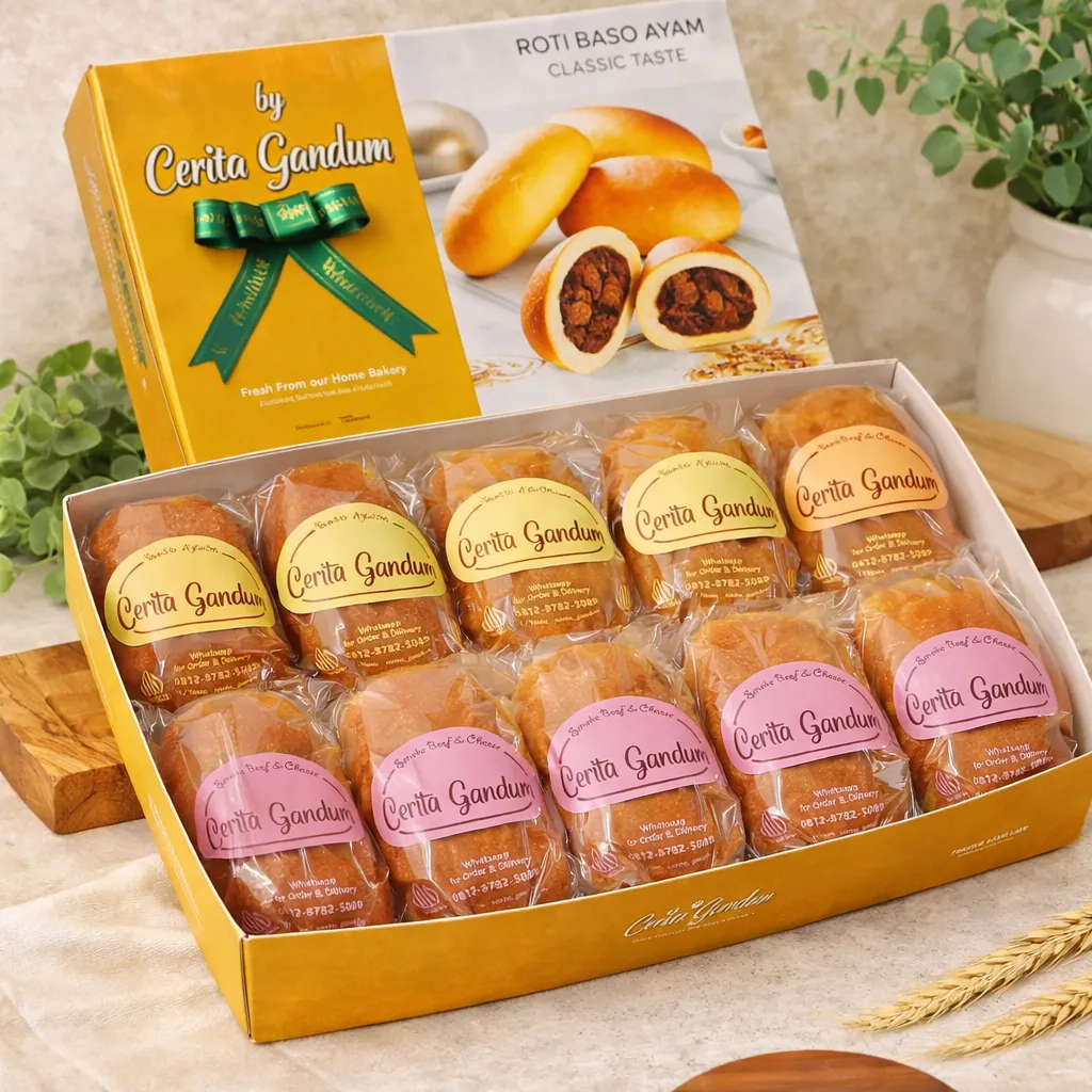 PROMO Paket Campur 10 pcs, diskon 5%, 5pcs Roti Baso Ayam + 5pcs SmokeBeefCheese