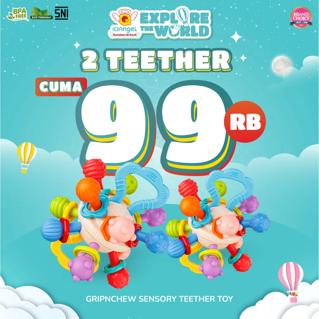 IQAngel - Gripnchew Sensory Teether Toy / Mainan Gigitan Empeng Melatih Sensorik Bayi