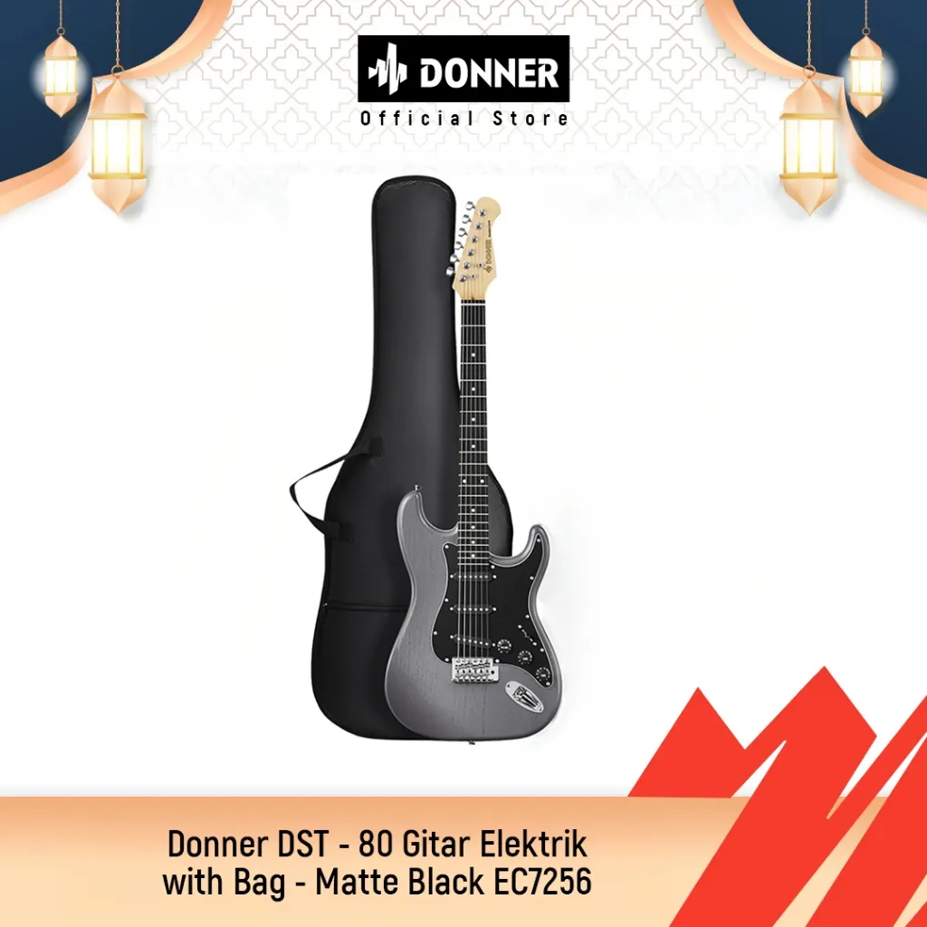 Donner DST - 80 Gitar Elektrik with Bag - Matte Black EC7256