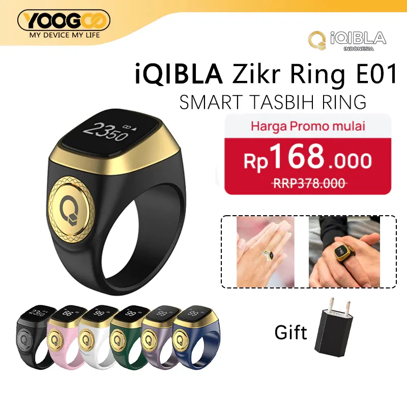 iQIBLA Zikr Ring E01 Smart Tasbih Digital Cincin Tasbih Zikir Lite E01 Counter Bluetooth Zikr Ring