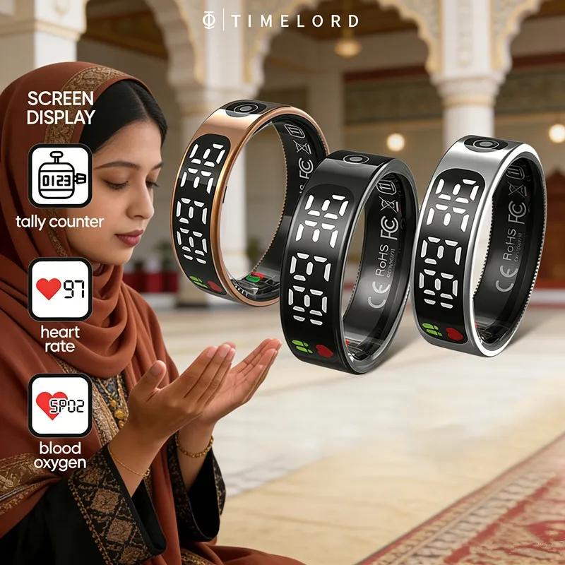 R1 Smart Ring Layar Sentuh Tasbih Tally Counter | Heart Rate Tracker | Sleep Duration | IP68 Waterproof Health Monitoring