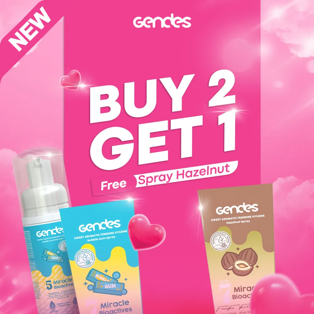 [BUY 2 GET 1]  Bundling Gendes Sweet Aromatic Feminine Hygiene Foam & Spray Free Spray Hazelnut | Perawatan Area Kewanitaan  | Membantu Mengurangi Keputihan | Membantu Menghilangkan Aroma Tidak Sedap Pada Area Kewanitaan
