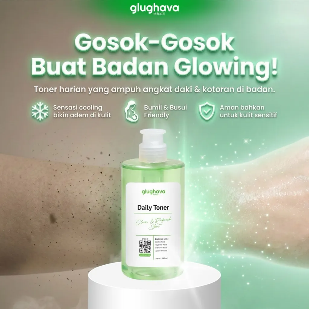 GLUGHAVA-  DAILY TONER BODY PREMIUM EXFOLIATING Mengangkat Sel Kulit Mati