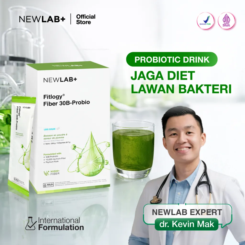 NEWLAB Fitlogy Fiber 30B-Probio | Minuman Probiotik | Fiber Drink untuk Diet | Kaya akan Probiotic 15 Sachet