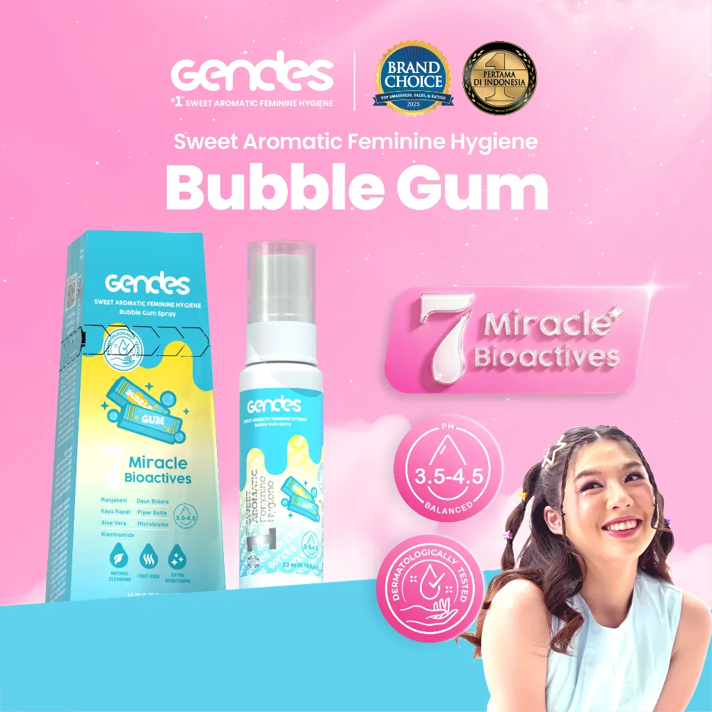 Gendes Feminine Hygiene Care Spray with Bubble Gum 7 Miracle Bioactives Merawat Kewanitaan 23 ml | Perawatan Area Kewanitaan | Membantu Mengurangi Keputihan | Membantu Mengurangi Gatal Pada Area Kewanitaan