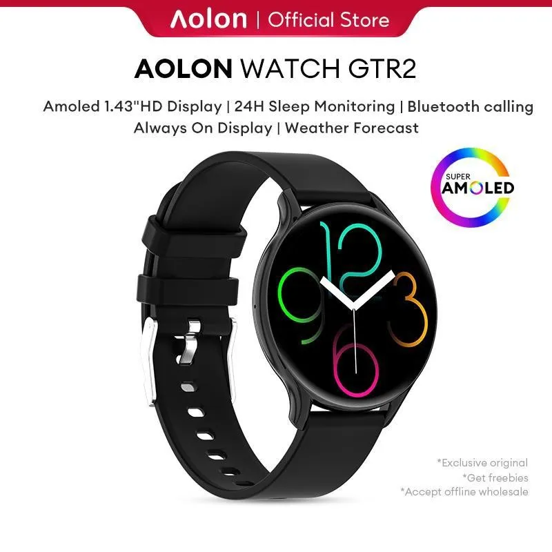 Aolon GTR2 Smart Watch | Amoled Screen  | AOD | Bluetooth Call | Blood Oxygen & Heart Rate & MET | 24H Precise Sleep | Sport Smartwatch 1.43-inch Mini Game 2024 Monitor