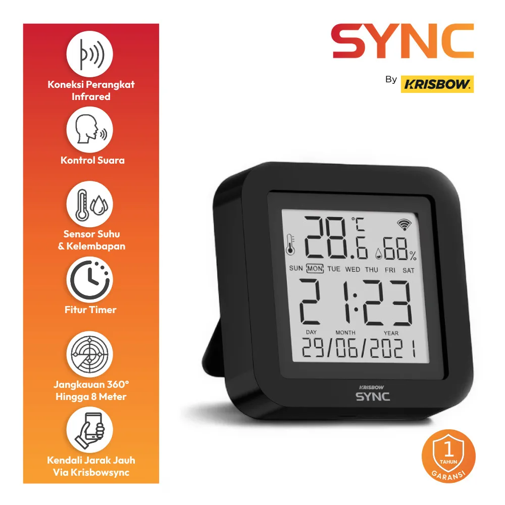 Krisbow Sync Smart Wifi Ir Remote Control Temperature & Humidity Infrared Sensor Suhu Temperatur Kelembaban Kelembapan Home Device Kontrol Tv Ac Speaker Alat Otomatisasi Rumah