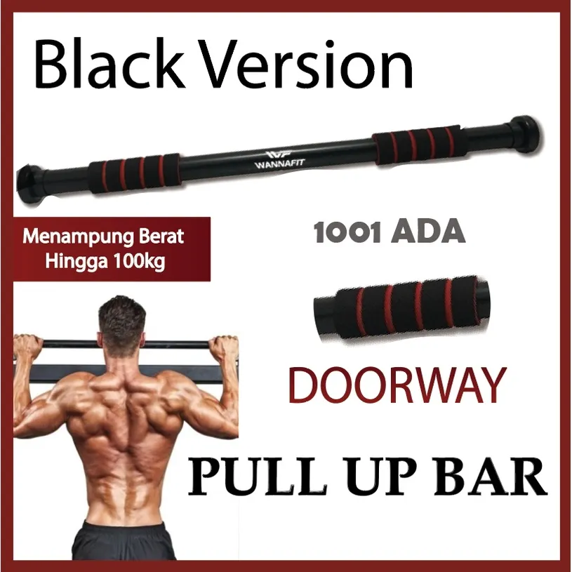 Pull Up Bar Hitam Pintu Chin speed Door Chinning Bar Taffware Wannafit Alat Fitness di Rumah Pintu