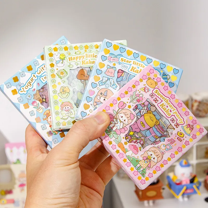 100 Lembar Stiker Motif Kartun AILI Korea Lucu Anti Air Dekorasi Handbook Scrapbook DIY