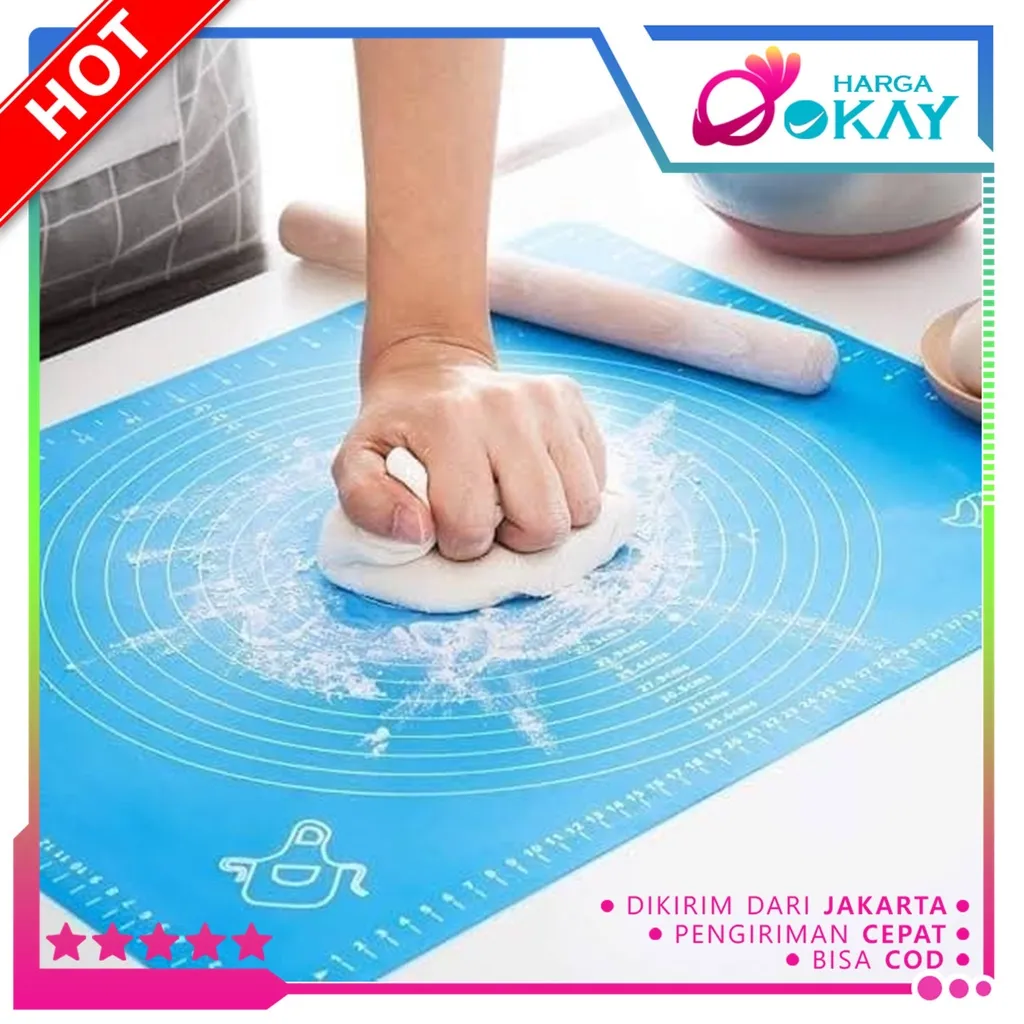HO Alas Adonan Tatakan Rolling dengan Silikon Anti-Lengket Baking Mat Talenan Giling Gilas Rolling Adonan Kue Roti Pizza Fondant Silmat Silikon Silicone Kneading Pad Anti Lengket