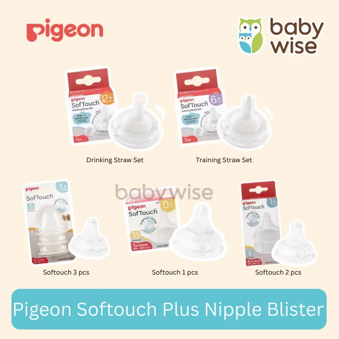 Pigeon Softouch Plus Nipple Blister | Softouch Training Straw | Softouch Drinking Straw - Dot Bayi | Sedotan Anak Bayi | Dot Anak Bayi