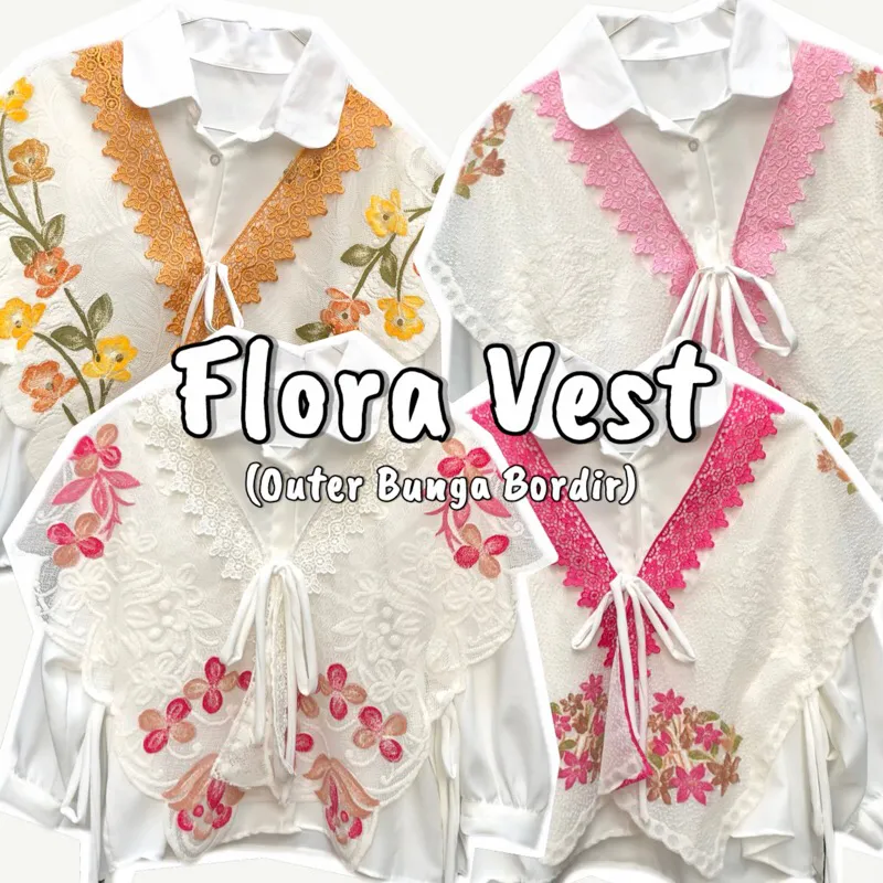 Flora Vest / Outer Bunga Bordir / Outfit Kondangan / Vest Embroidery / Raya Outfit