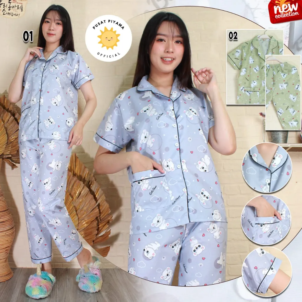 Baju Tidur Piyama Dewasa Motif Karakter Terbaru Kekinian One Set Murah Laris