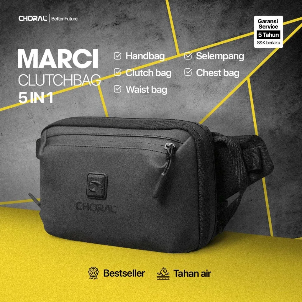 Choral Marci Multi Handling | Handbag | Slingbag | Chestbag | Crossbody Bag | Waistbag | Tas Pria