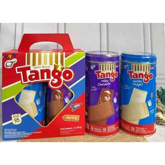 Tango Hampers Parcel Paket Lebaran Kaleng Twin Wafer Renyah Yummy Box Tin 100gr ( 2x50gr ) Vanilla Cokelat Coconut