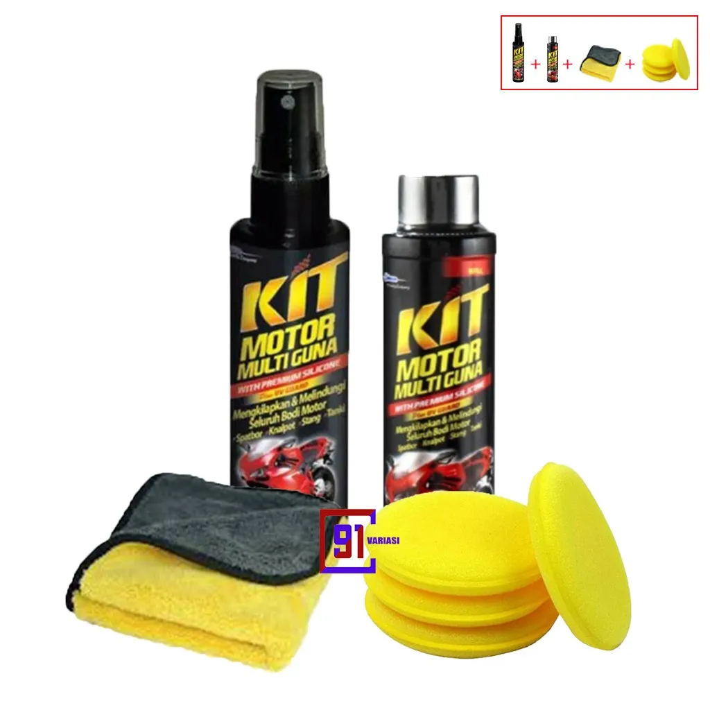 Kit pengkilap Body Motor Kit Multiguna Spray + Kain Lap Microfiber Pengkilap Body Mobil Semprot