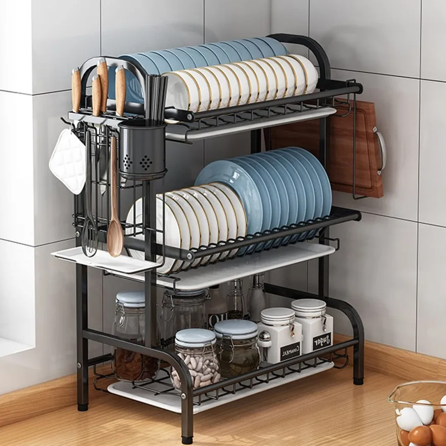 Rak Dapur Stainless Steel Rak Piring Rak Cuci Piring Penyimpanan Dapur Stainless Steel Dish Rack AFF