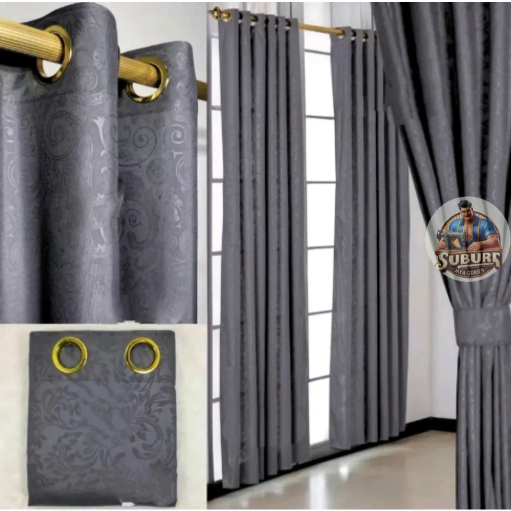 Gorden Pintu Jendela Polos Embos Murah Tirai Abu Tua Hijau Ungu Coklat Maroon Korden Hordeng