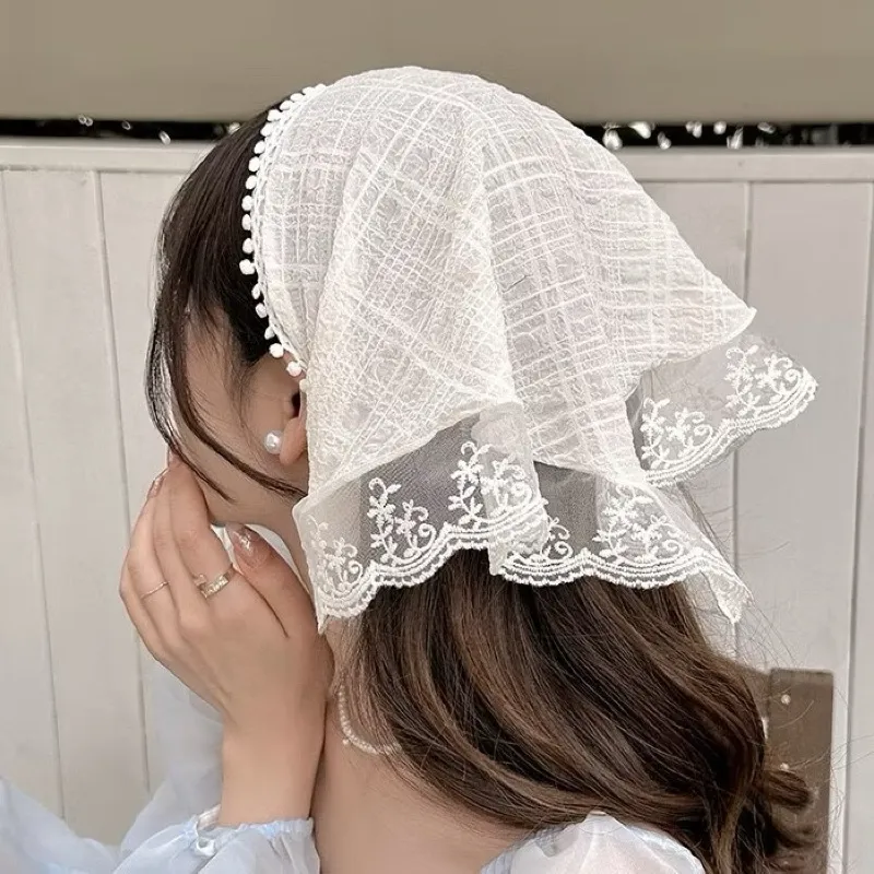 Korean Viral Lace HeadBand Bando Bandana Picnic Renda Scarf / Syal Picnic Aesthetic Louise /  Hadiah Ulang Tahun / Souvenir Ulang Tahun / Cute Gift / topi piknik