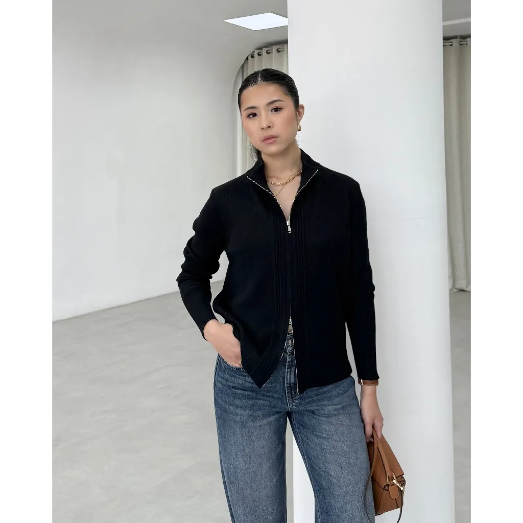 GONEGANI OFFICIAL - Cardigan Zipper Wanita Bahan Soft Knit Premium Mosi Jacket Cardy