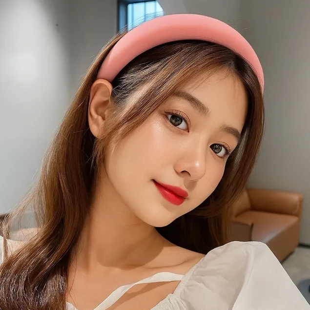 Bandoku - Bando Kain Busa Tebal Wanita Korea Headband Cloud Polos Bando Nagita Empuk Bandana Lembut