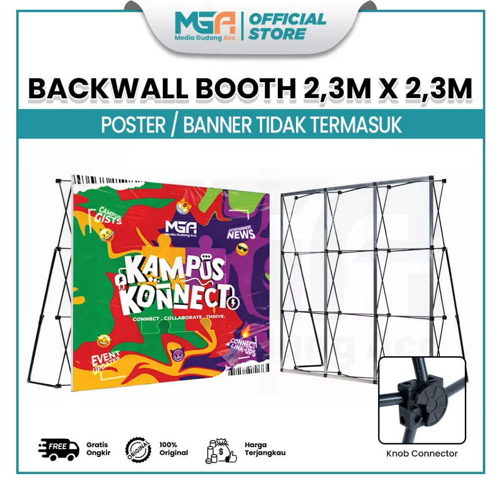 Backwall Booth 230 x 230 cm / Backdrop Extend / Spiderwall Rangka + Tiang | Stand Display Event / Jumbo Banner Pameran
