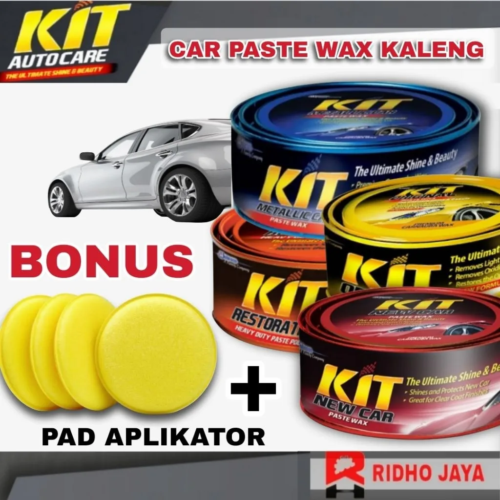 Kit Metallic Paste Wax Kaleng 225gr Bonus Pad Busa Poles Aplikator Mengkilapkan Body Mobil Motor