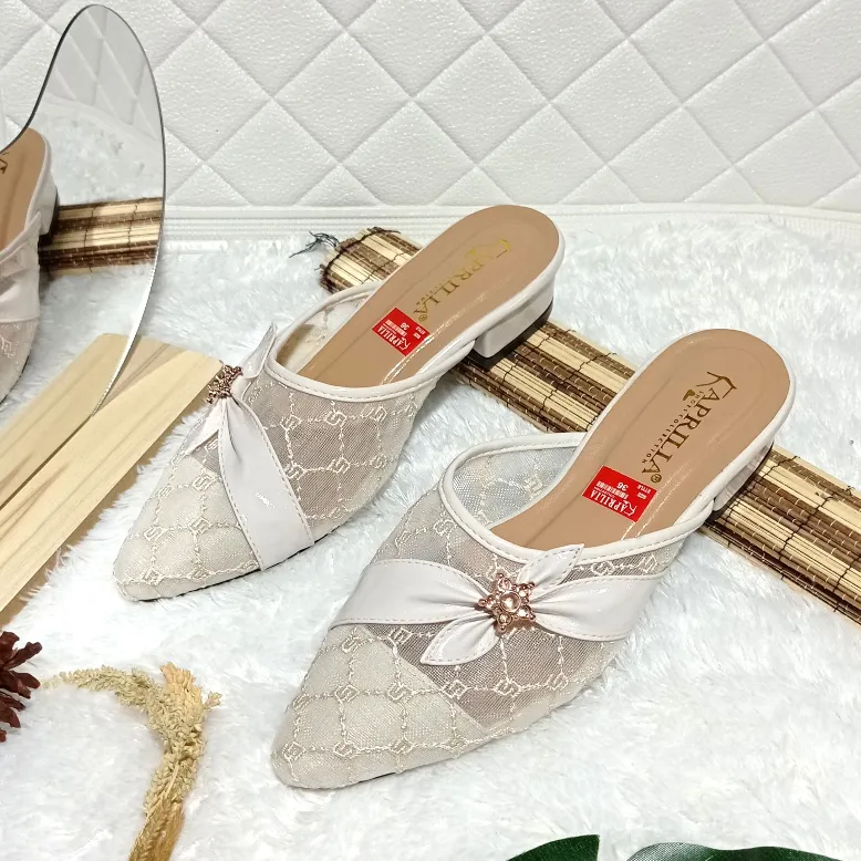 sandal wanita pesta hak tahu 3cm terbaru ab-01/heels pesta brukat kondangan wisuda hari raya lebaran/sendal selop wanita formal