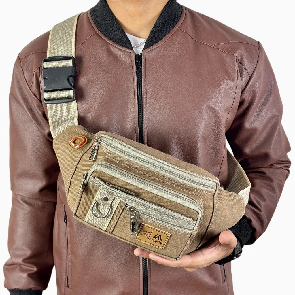 POLO AMSTAR Waist Bag Casual Tas Pinggang Selempang Pria Wanita Sling Bag