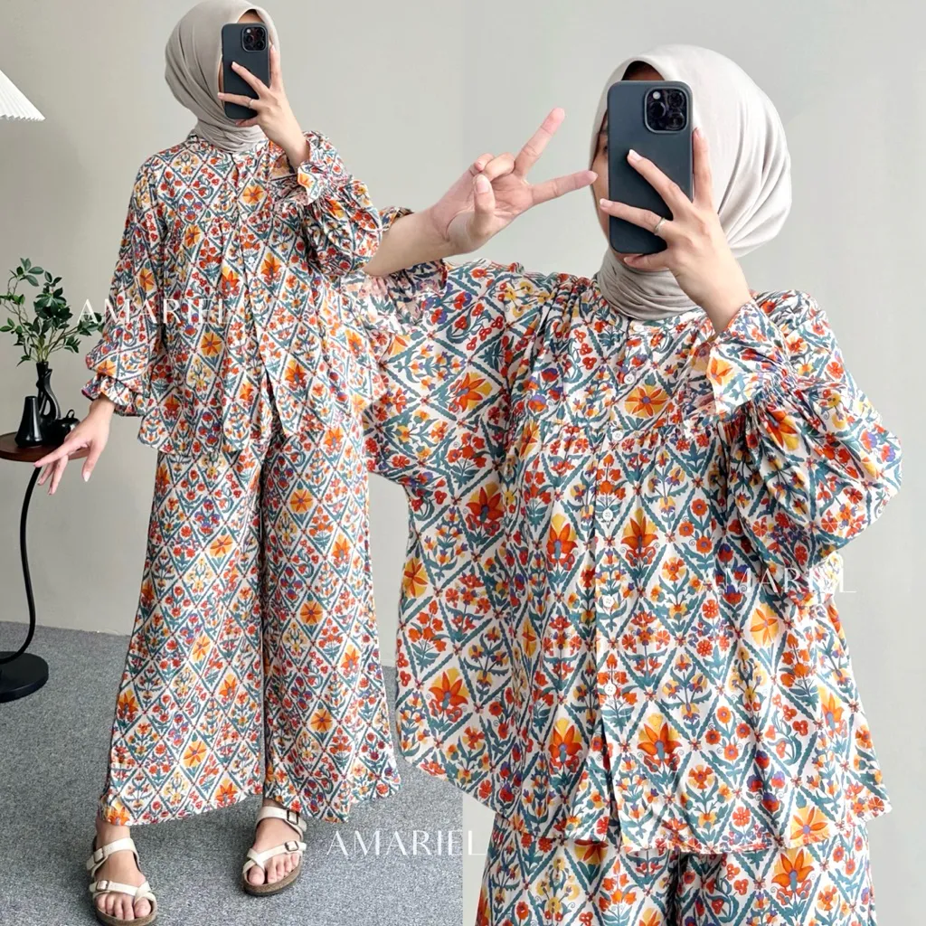 Amariel Nomi OneSet Piyama Rayon Panjang Setelan Baju Tidur Nyaman Bumil Busui Friendly