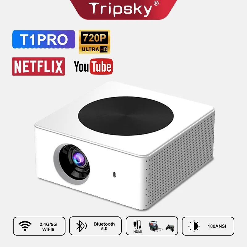 Tripsky T1Pro Proyektor Android 13.0 OS Portable Smart Projector Built in Speaker LCD Display