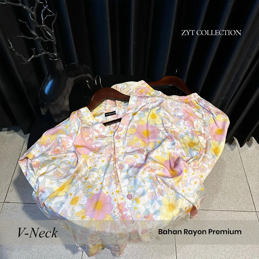 Vol 2 ZYT -  Pakaian Wanita I Pakaian Tidur I  Piyama Rayon | Piyama Rayon Vneck Jumbo Wanita Busui Friendly | Baju Tidur Rumahan Kekinian All Size XL | Setelan Piyama Lengan Tanpa | Adem & Nyaman