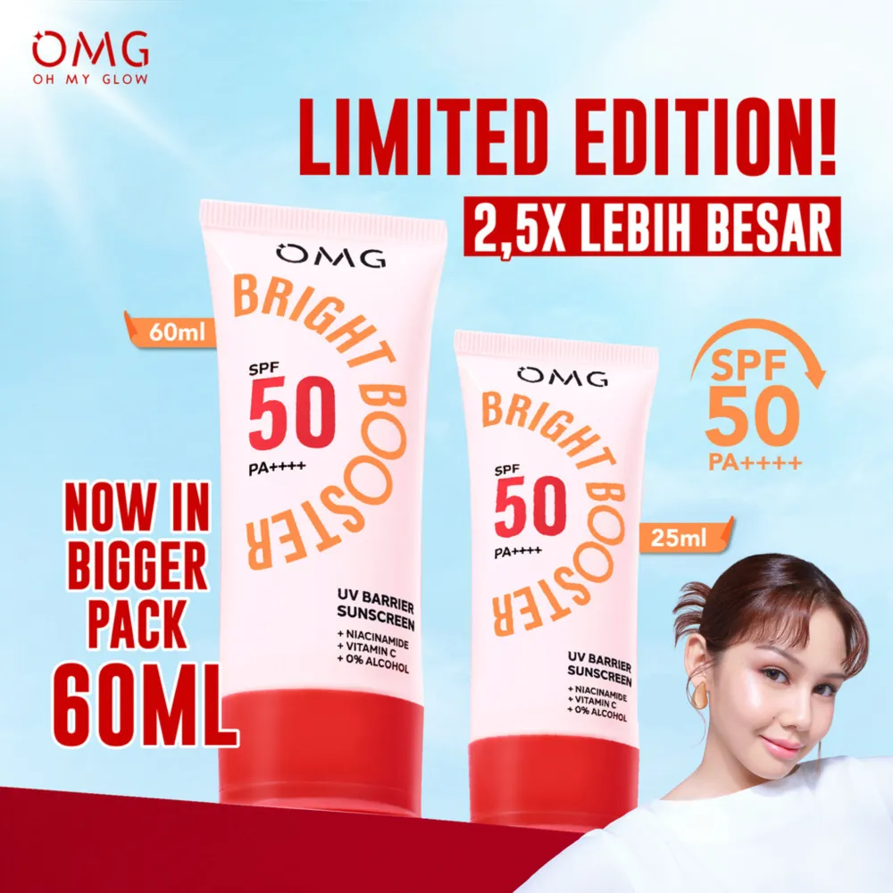 OMG OH MY GLOW UV Barrier Sunscreen SPF 50 PA++++ - Sunscreen - Mencerahkan dengan kandungan Serum Vit B3+C+E - Cepat Meresap - Tidak Berminyak
