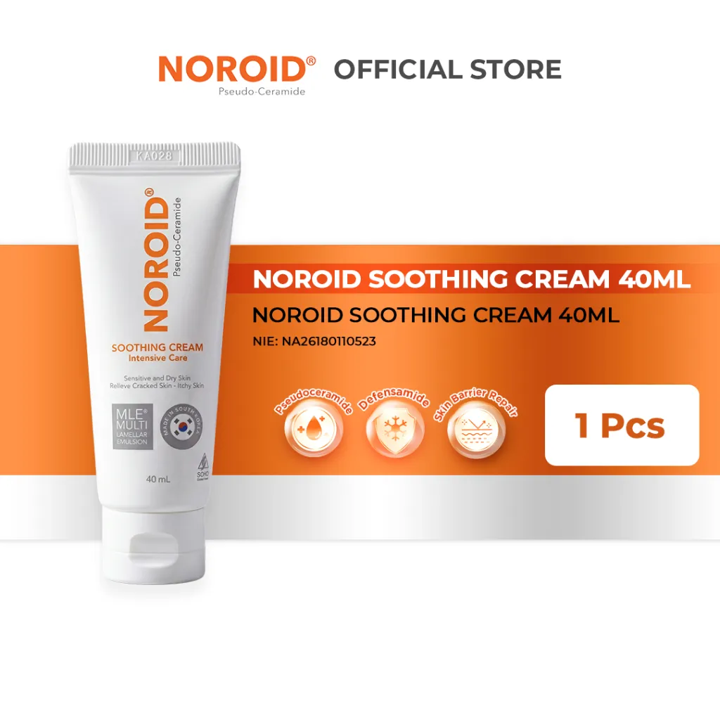 Noroid Soothing Cream Pelembap Moisturizer Harian Untuk Kulit Sangat Kering, Pecah-pecah, Mengelupas & Saat Eksim Kambuh - [Starter Pack 40ml]