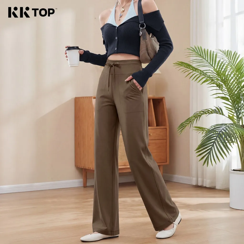KKTOP Jogger Wanita Lycra® High Waist Oversize Lentur Adem Celana Olahraga Senam Hangout X006