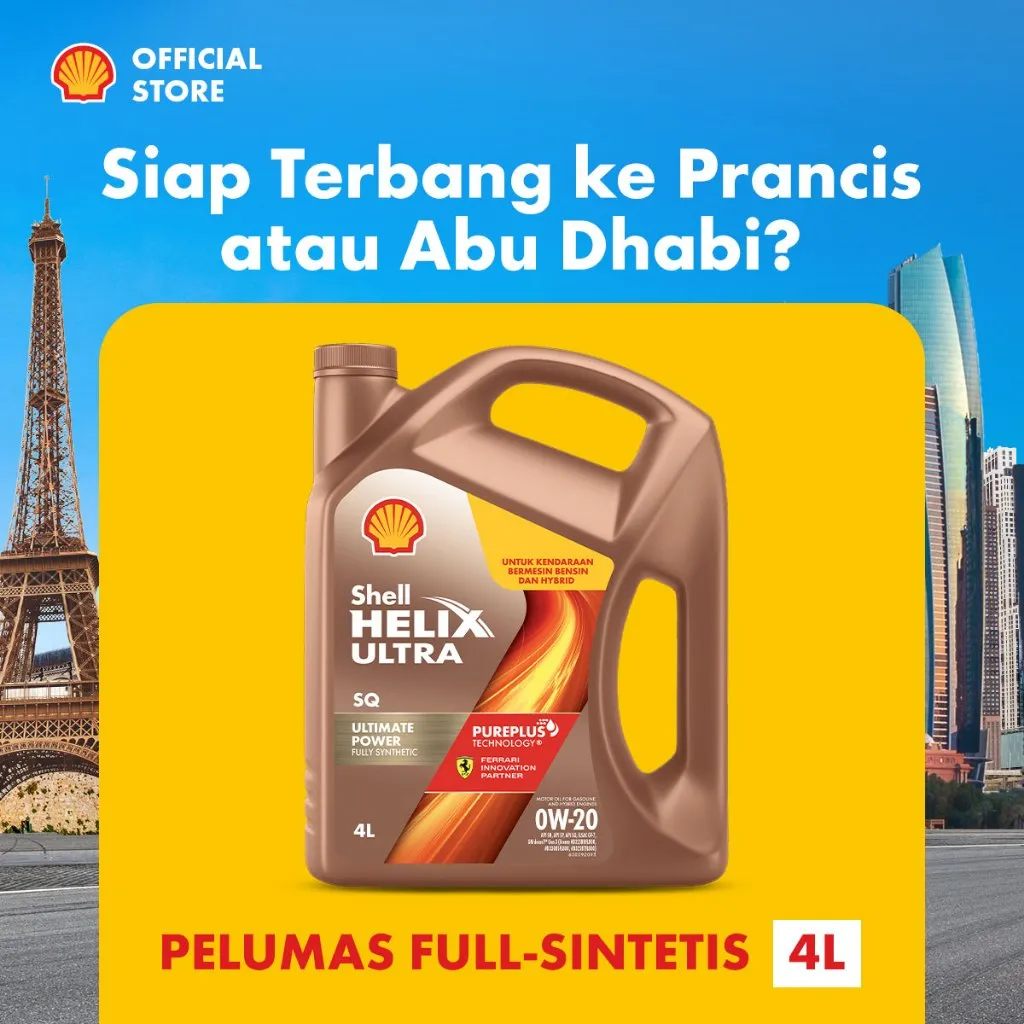 Special Product F1 - Shell Helix Ultra SQ 0W-20 (4L) Oli Mobil (VIP Experience France & Abu Dhabi Baca Syarat&Ketentuan)